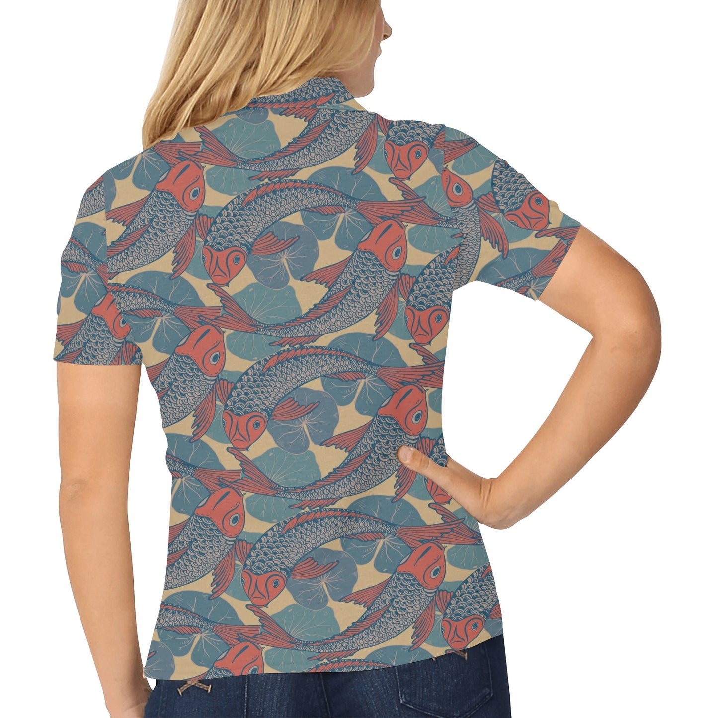 Pisces Pattern Print Design A01 Women's Polo Shirt