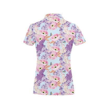 Lilac Pattern Print Design LI03 Women's Polo Shirt