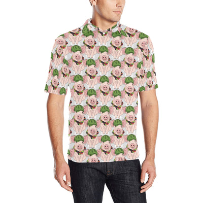 Pig Print Design LKS403 Men Polo Shirt