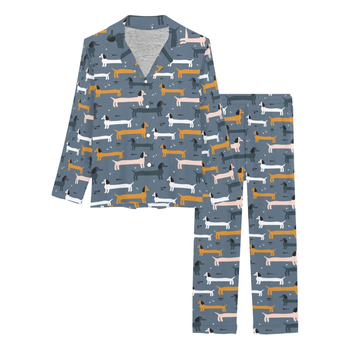 Dachshund Pattern Print Design 012 Women's Long Pajama Set