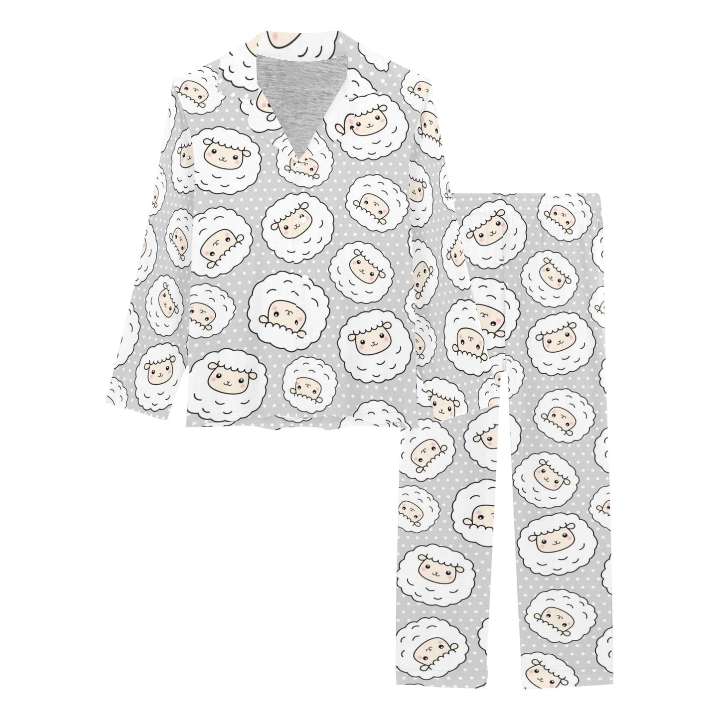 Sheep Print Design LKS401 Women's Long Pajama Set