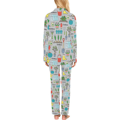 Gardening Pattern Print Design G07 Women's Long Pajama Set