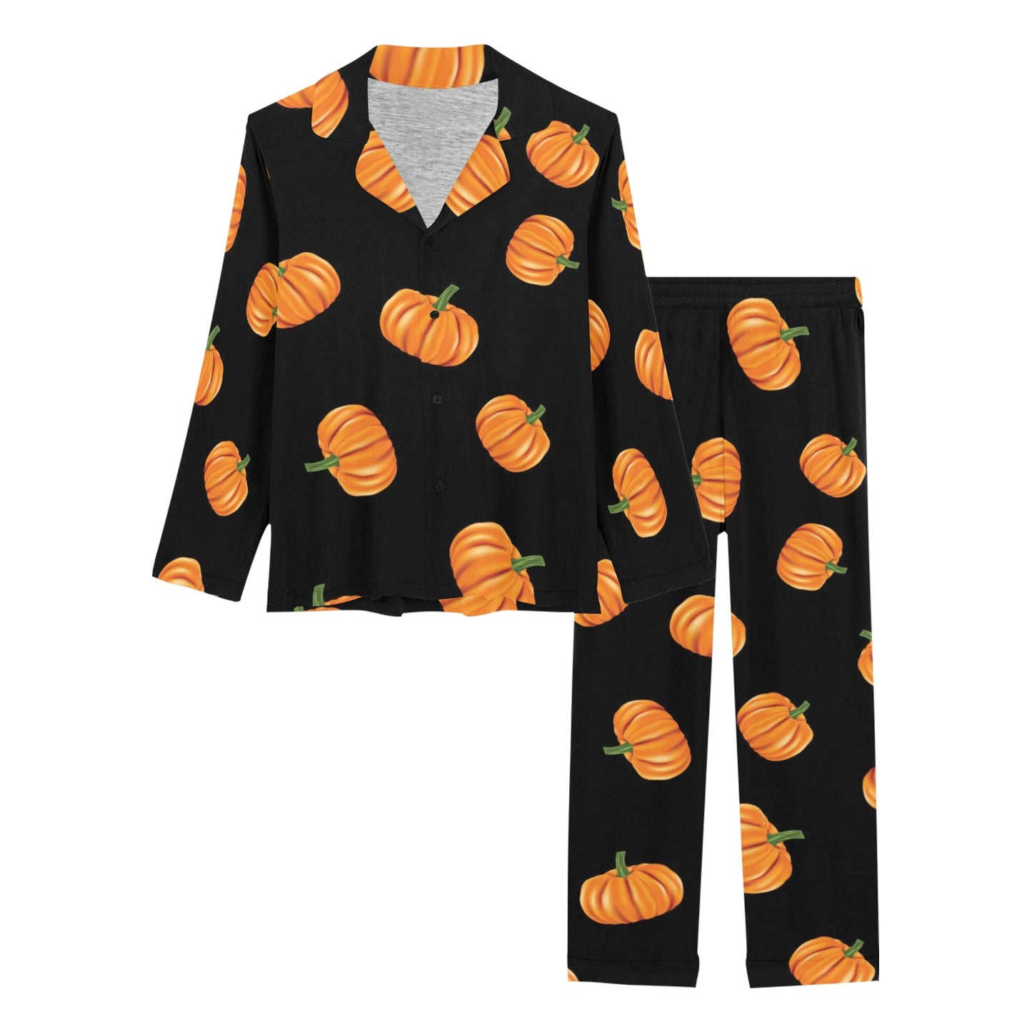 Pumpkin Pattern Print Design A05 Women's Long Pajama Set