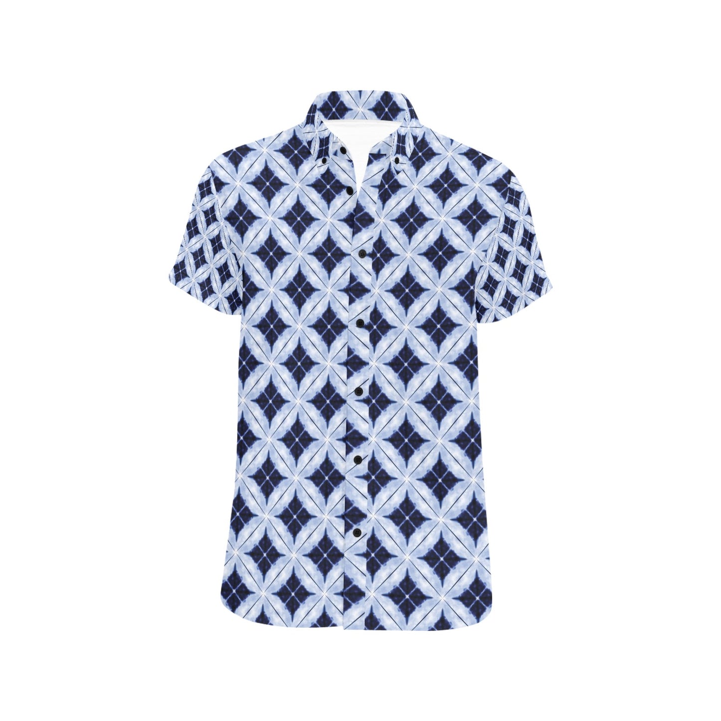 Tie Dye Print Design LKS308 Men Short Sleeve Button Up Shirt