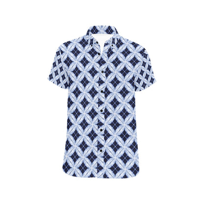 Tie Dye Print Design LKS308 Men Short Sleeve Button Up Shirt