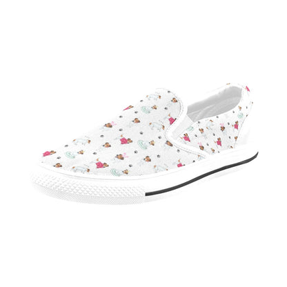 Russell Terriers Print Design LKS308 White Slip Ons Canvas Women's Shoes