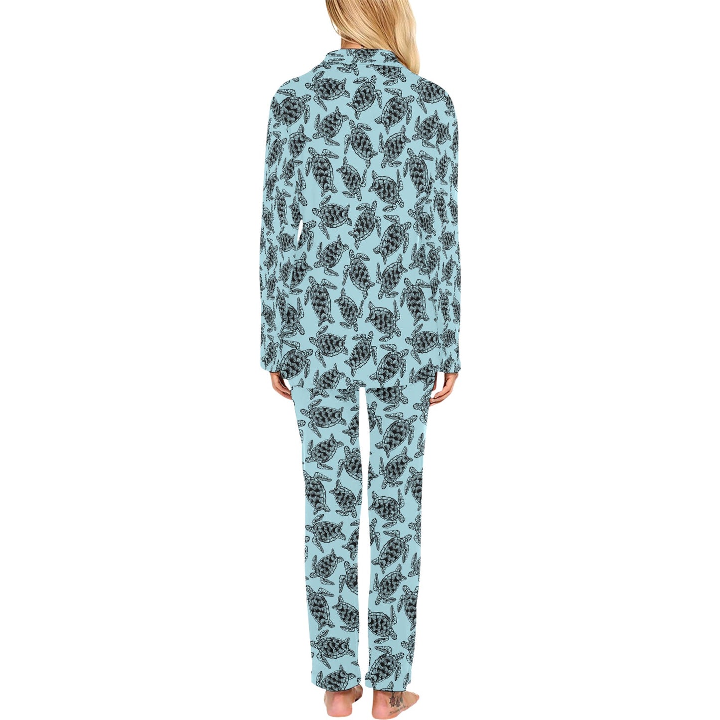 Sea Turtle Print Design LKS3010 Women's Long Pajama Set