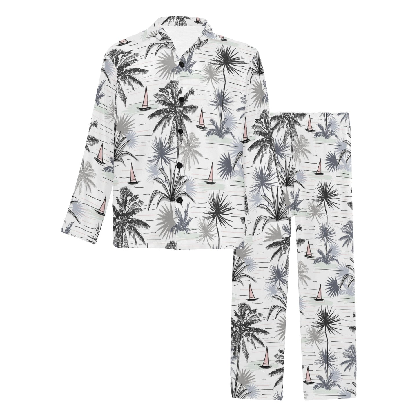 Pacific island Pattern Print Design A04 Men's Long Pajama Set