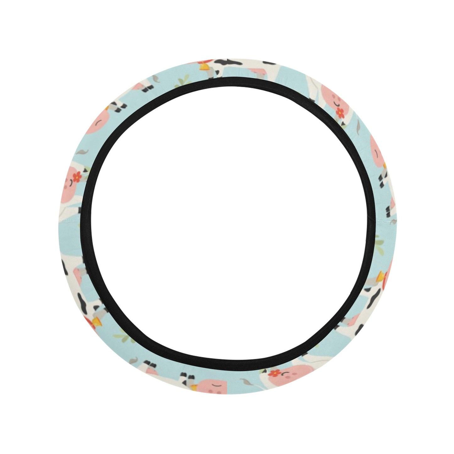 Cattle Print Design LKS403 Steering Wheel Cover with Elastic Edge
