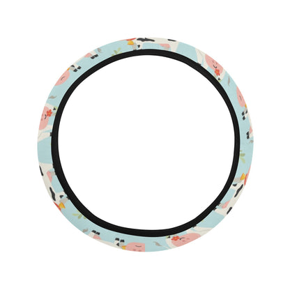 Cattle Print Design LKS403 Steering Wheel Cover with Elastic Edge