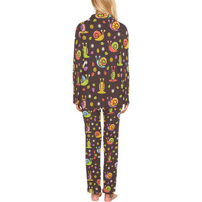 Snail Pattern Print Design 01 Women's Long Pajama Set