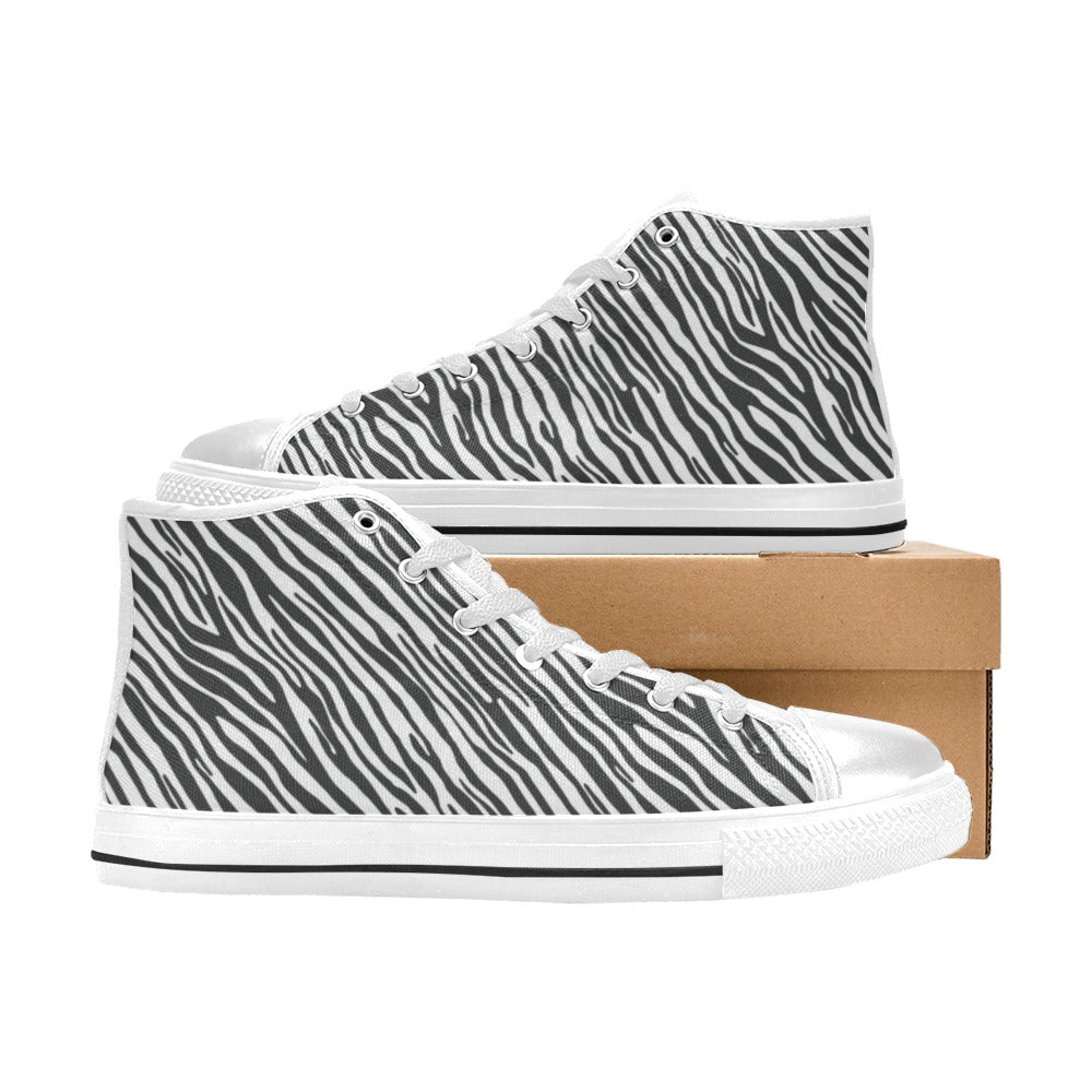 Zebra Classic Print Design LKS302 Men's High Top Canvas Shoes