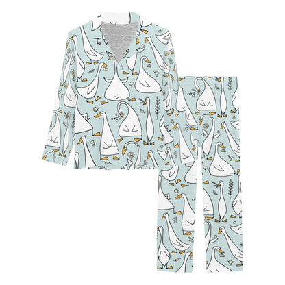 Goose Pattern Print Design 03 Women's Long Pajama Set