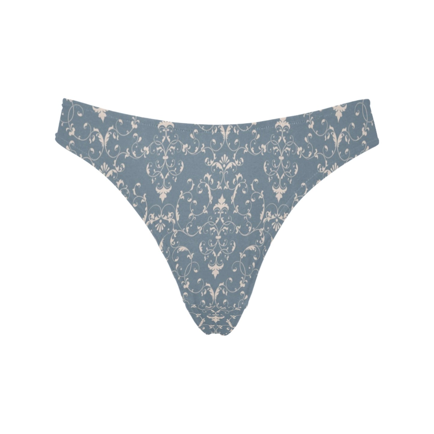 Damask Elegant Teal Print Pattern Women's Thongs