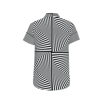 Vortex Print Design LKS302 Men Short Sleeve Button Up Shirt
