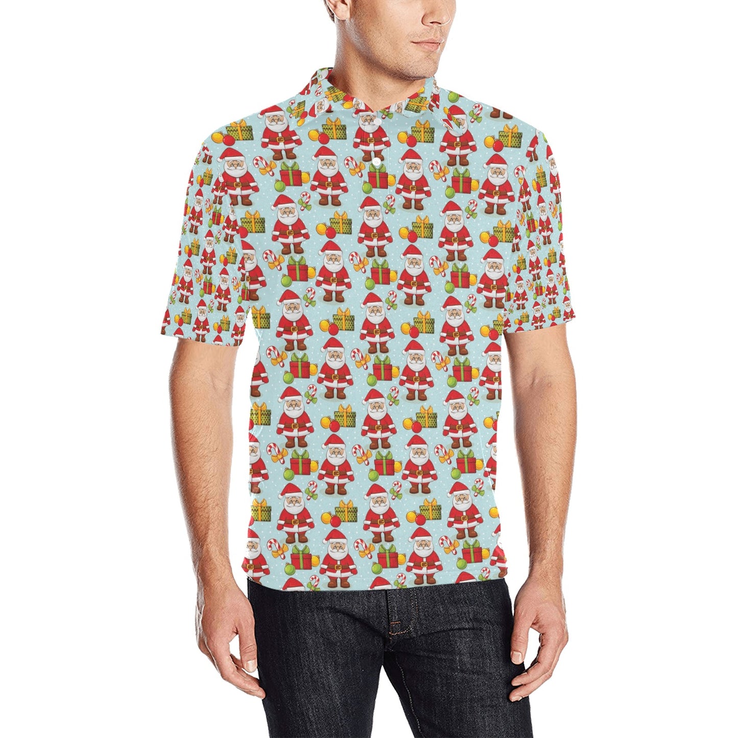 Santa Christmas Themed Print Design LKS303 Men Polo Shirt
