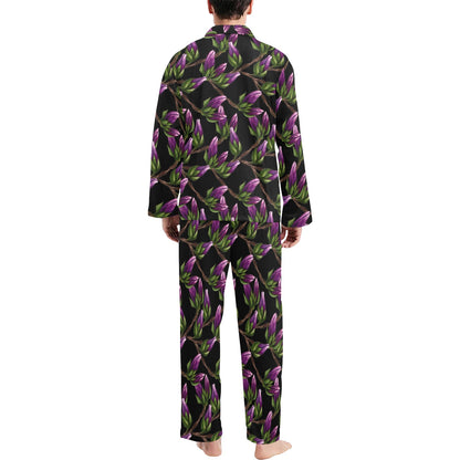 Magnolia Pattern Print Design MAG010 Men's Long Pajama Set