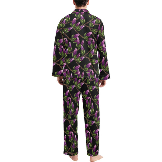 Magnolia Pattern Print Design MAG010 Men's Long Pajama Set
