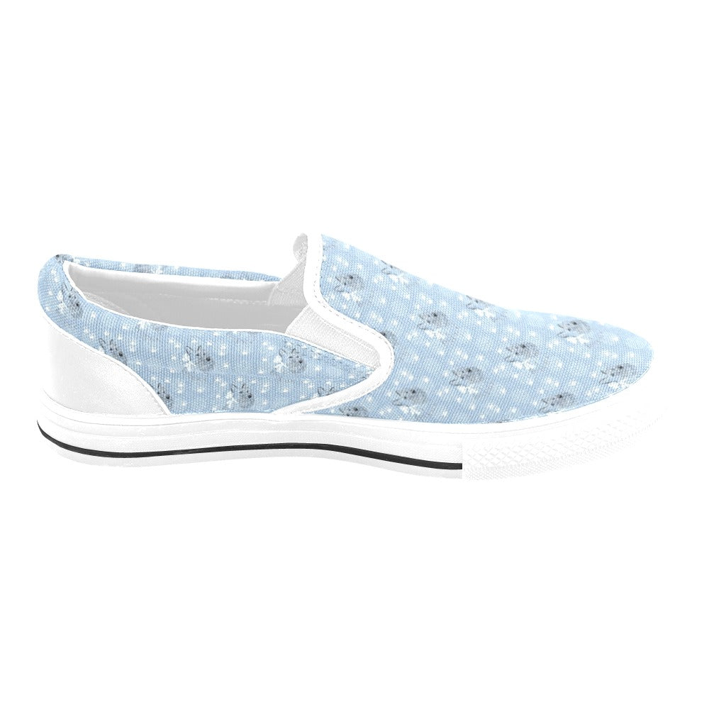 Scottish Terriers Print Design LKS308 White Slip Ons Canvas Women's Shoes