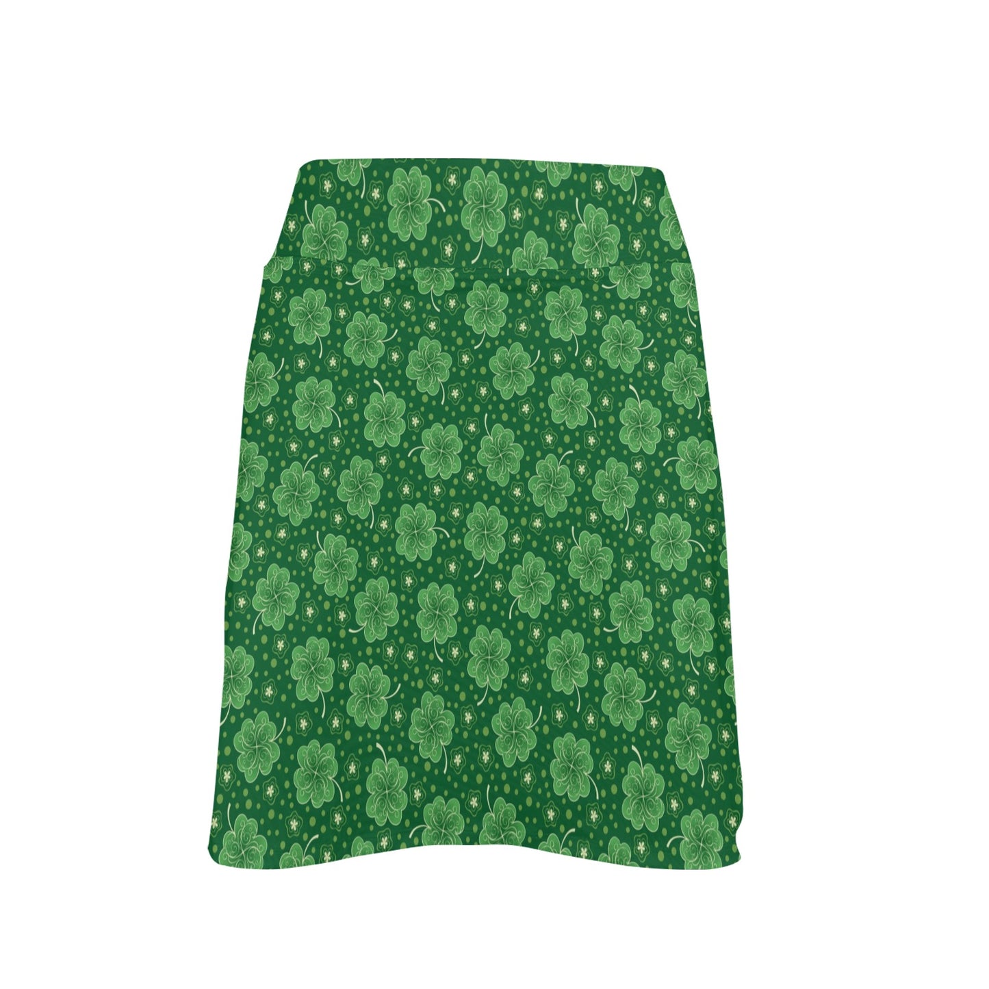 Shamrock Design Print Women's Golf Skirt with Pocket