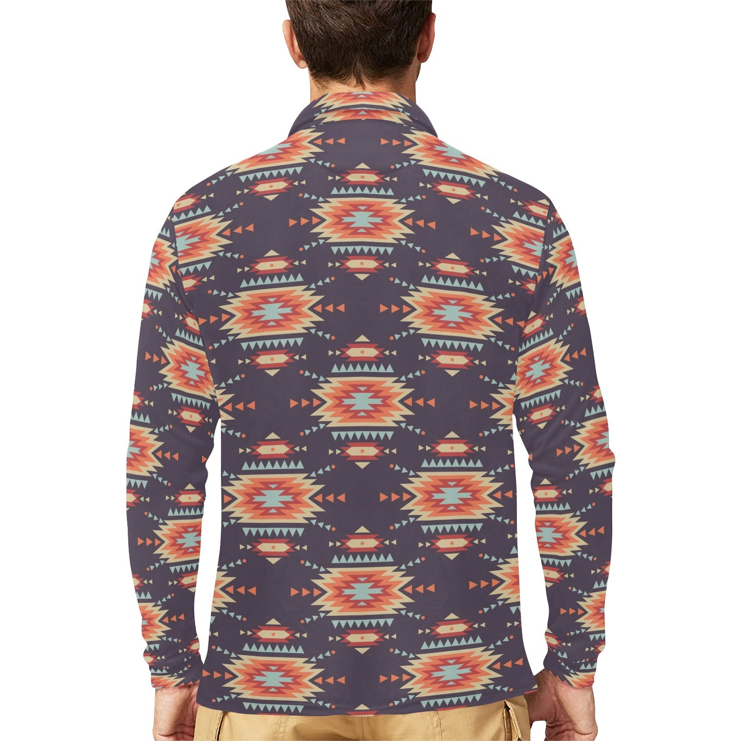 Tribal indians Aztec Long Sleeve Polo Shirt For Men's