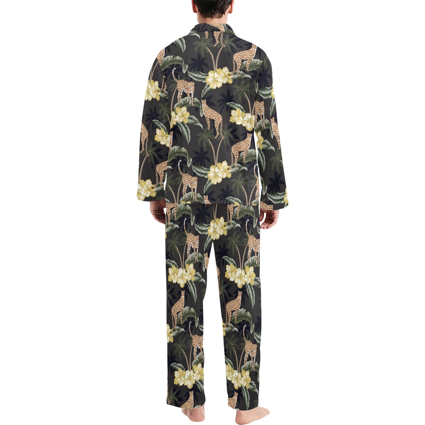 Cheetah Pattern Print Design 04 Men's Long Pajama Set