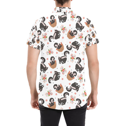 Skunk Print Design LKS304 Men Short Sleeve Button Up Shirt