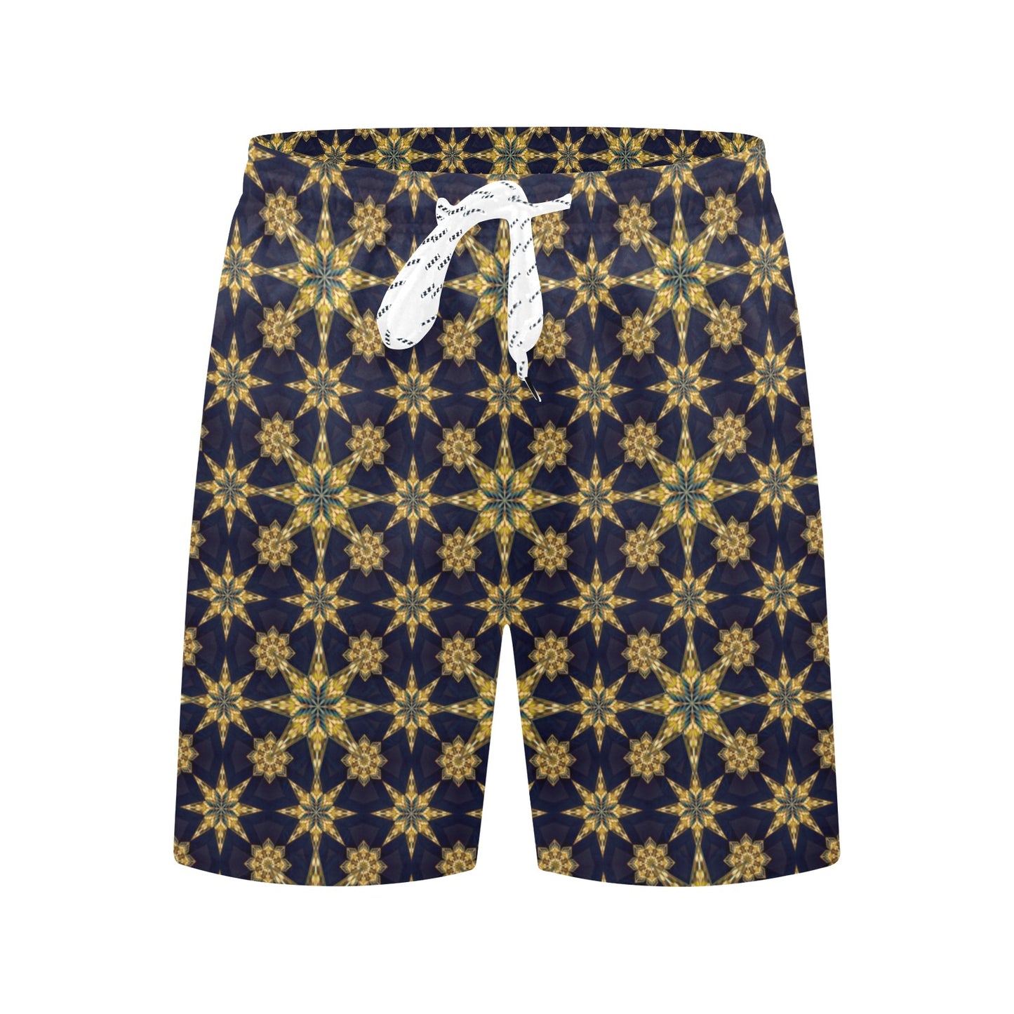 kaleidoscope Gold Print Design Men's Swim Trunks Beach Shorts