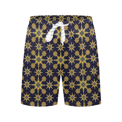 kaleidoscope Gold Print Design Men's Swim Trunks Beach Shorts