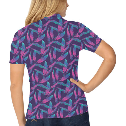 Banana Leaf Pattern Print Design 08 Women's Polo Shirt