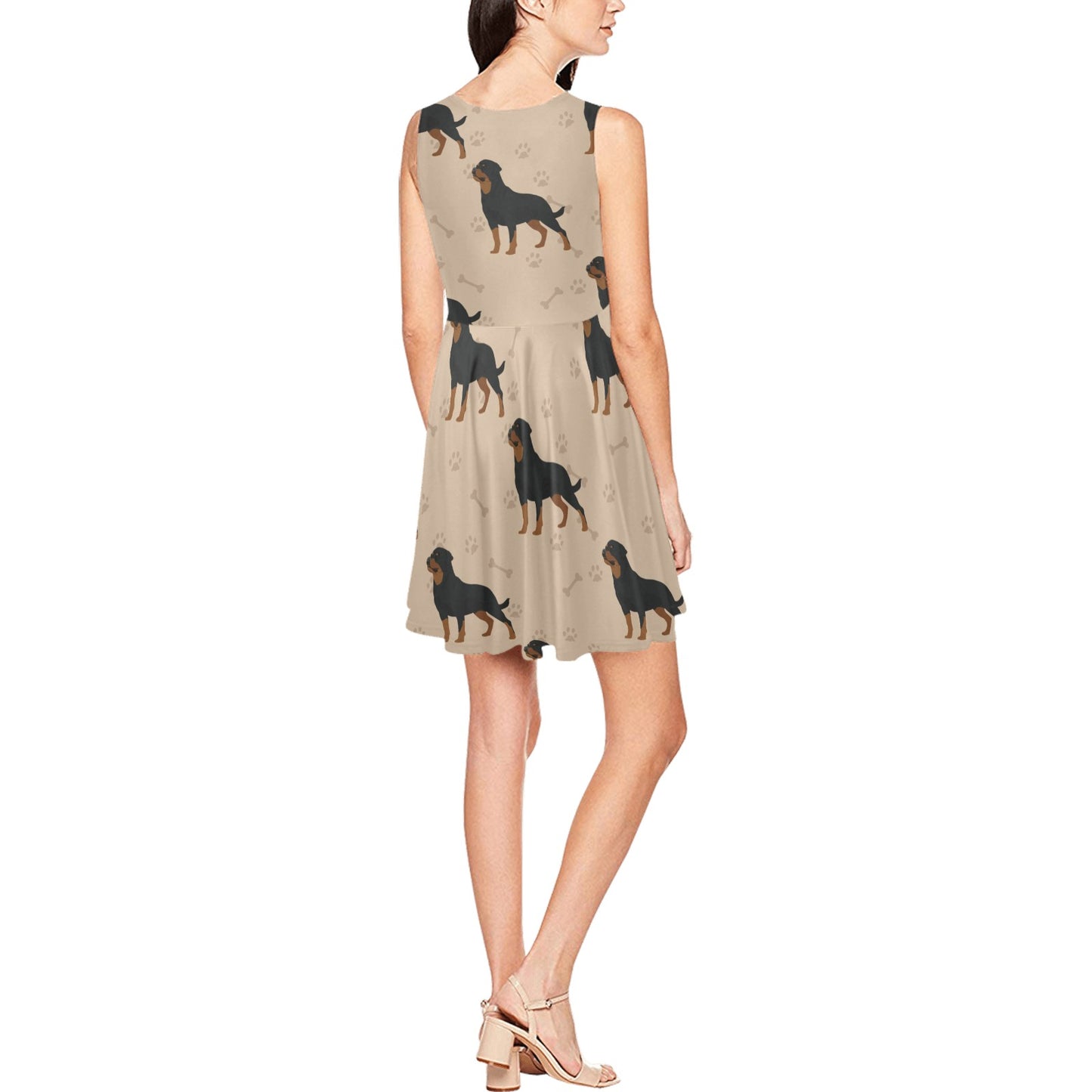 Rottweiler Pattern Print Design A01 Sleeveless Dress