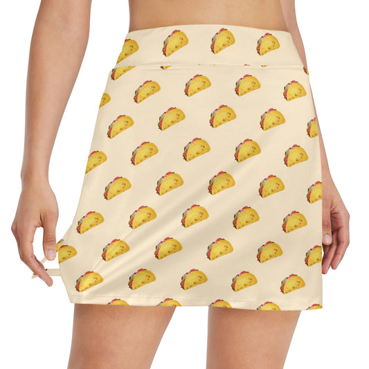 Taco Print Design LKS302 17" Golf & Pickleball Skort with Pockets