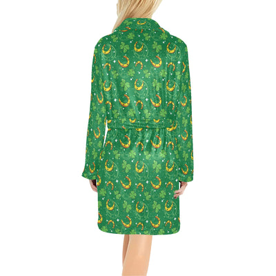 Shamrock With Horse Shoes Print Design LKS305 Women's Fleece Robe