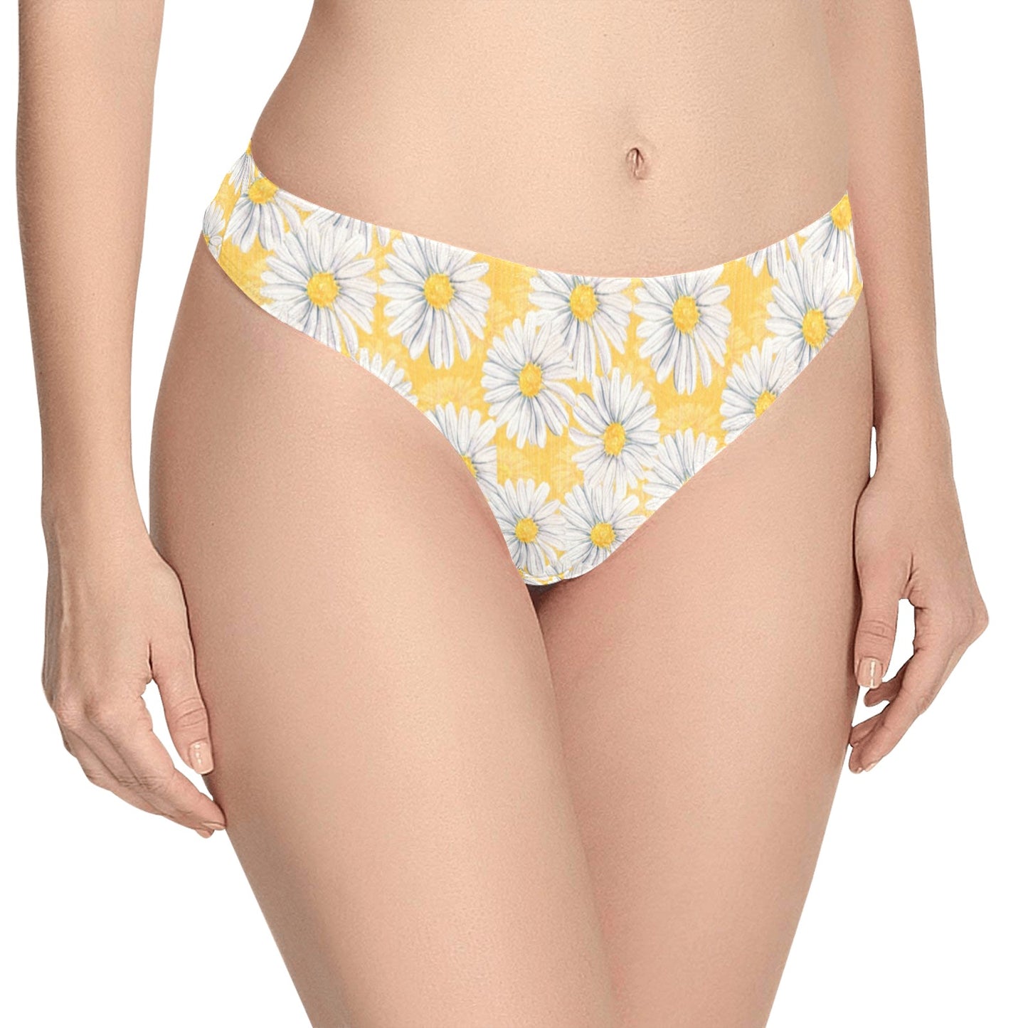 Daisy Yellow Watercolor Print Pattern Women's Thongs