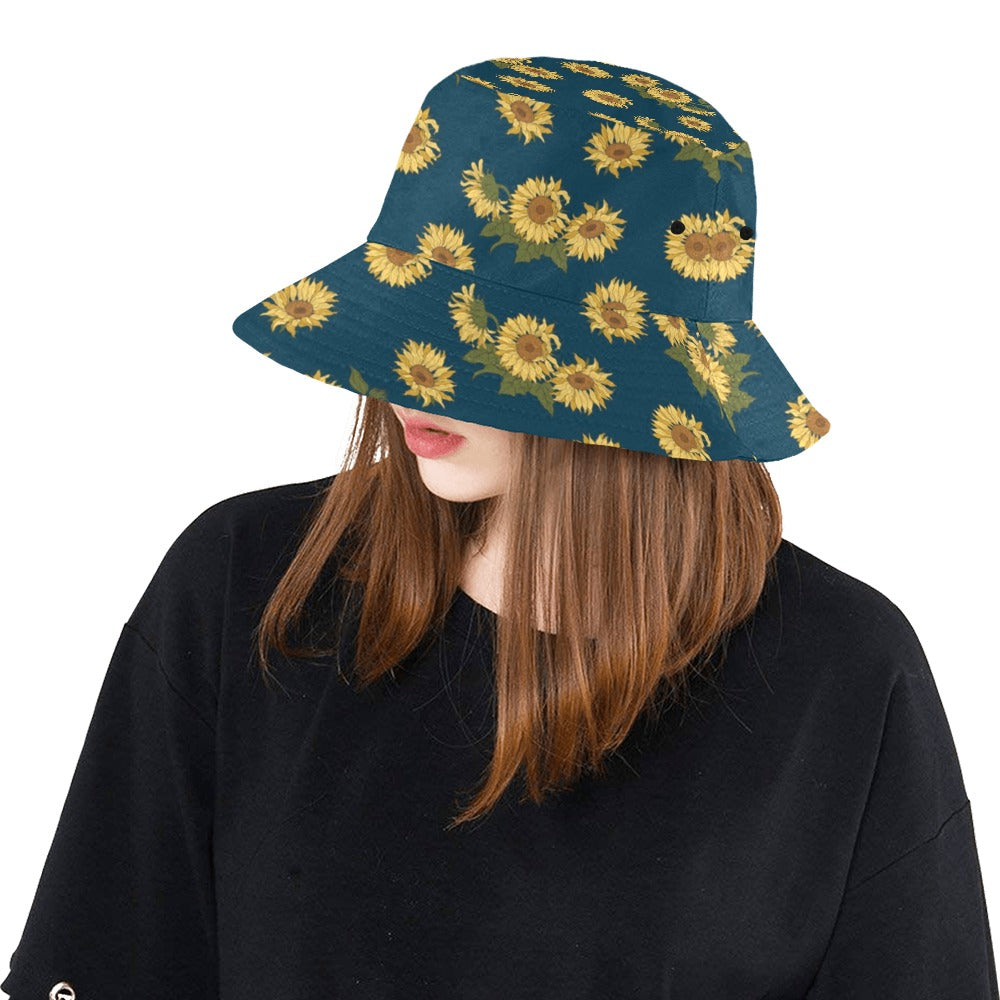 Sunflower Print Design LKS305 Unisex Bucket Hat