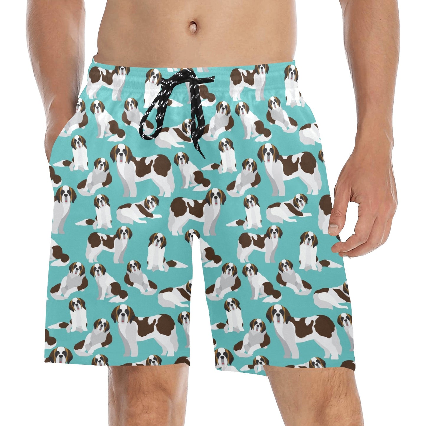 St Bernards Print Design LKS302 Men's Swim Trunks Beach Shorts