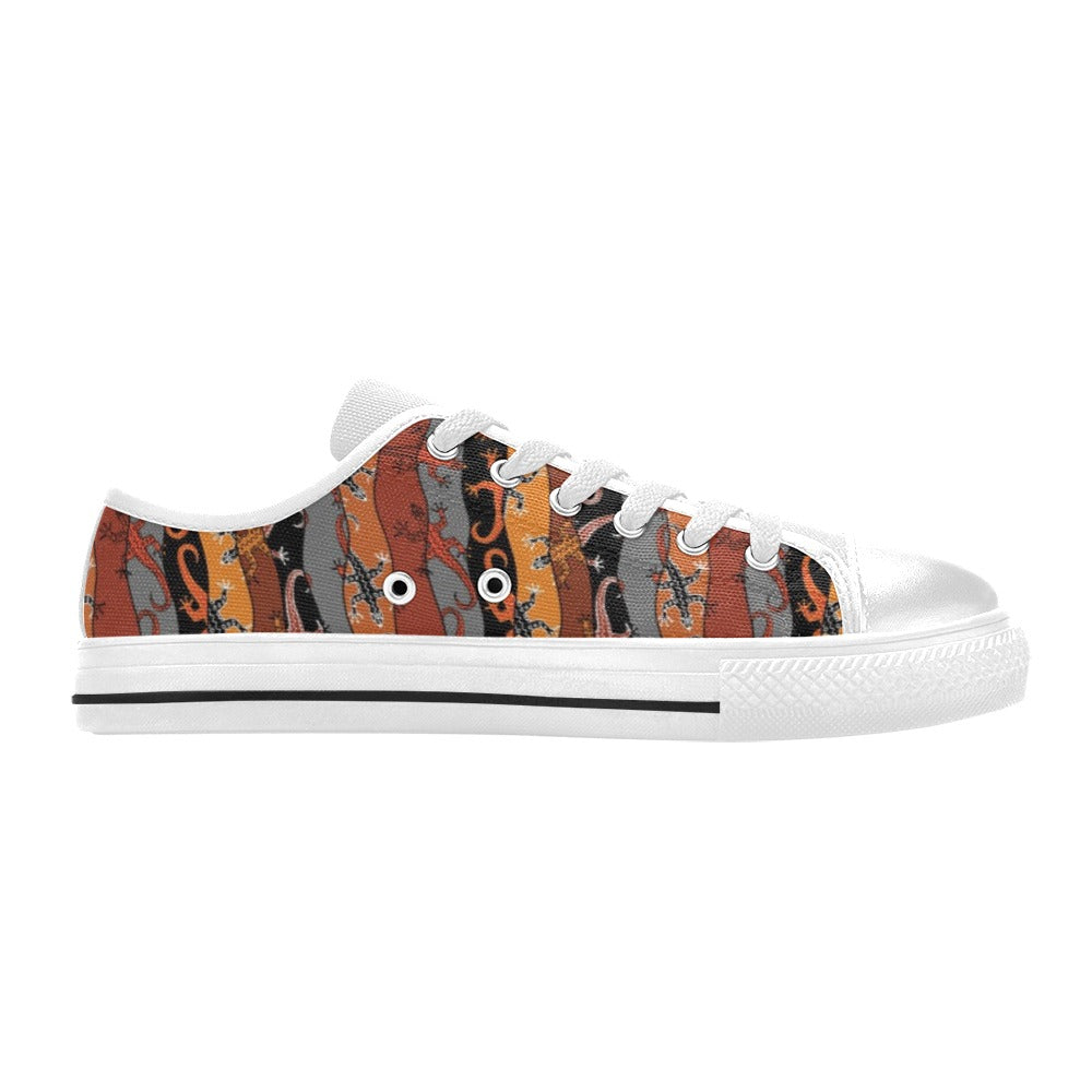lizard Print Design LKS403 Women's White Low Top Shoes