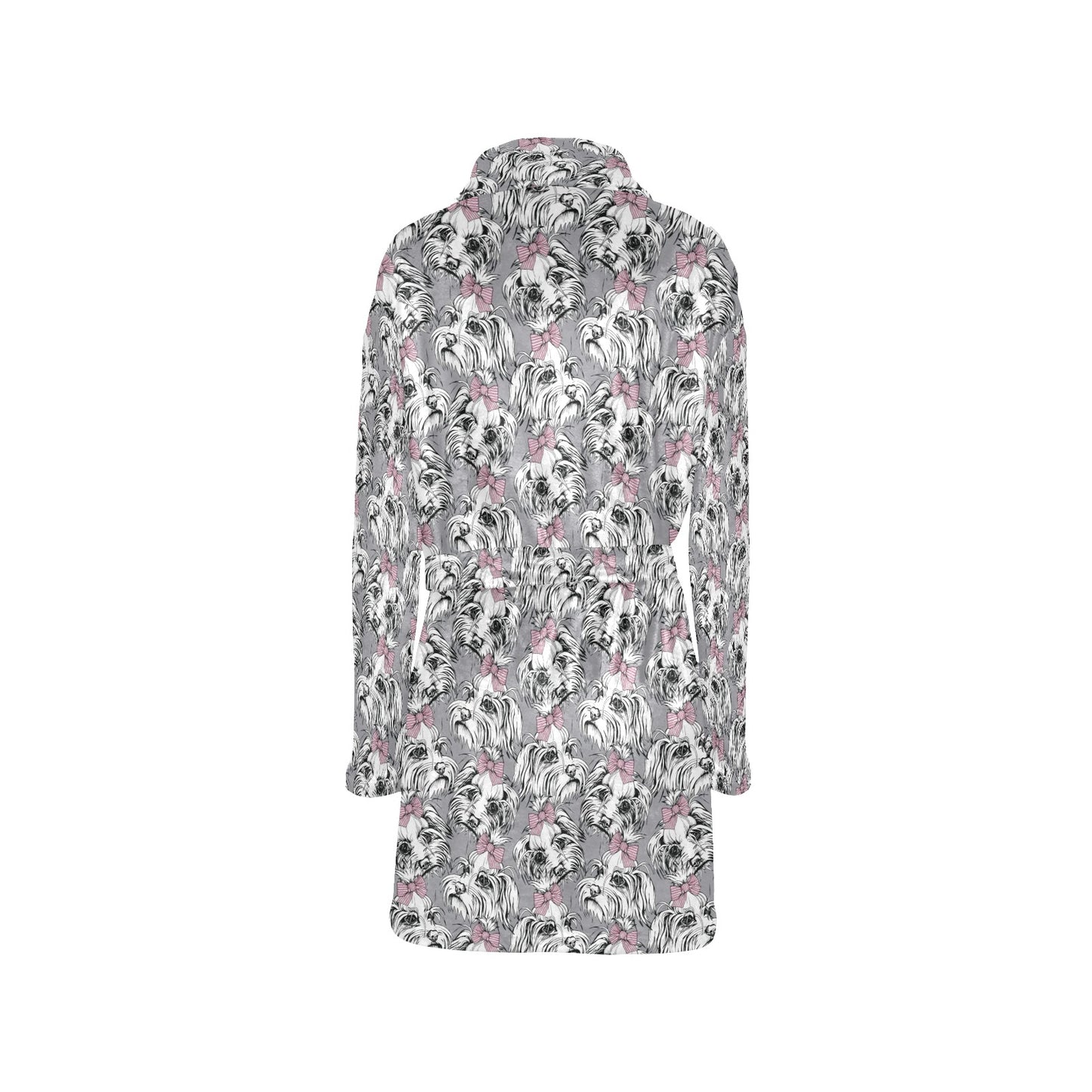 Maltese Pattern Print Design 01 Women's Fleece Robe