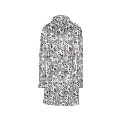 Maltese Pattern Print Design 01 Women's Fleece Robe