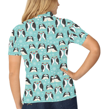 Penguin Love Print Women's Polo Shirt