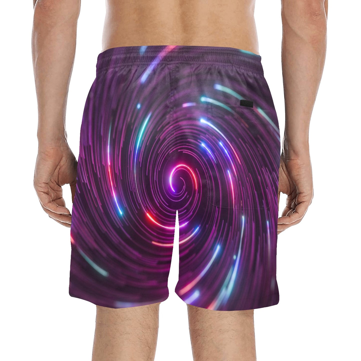 Vortex Twist Swirl Purple Neon Print Men's Swim Trunks Beach Shorts