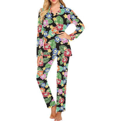 Hawaiian Themed Pattern Print Design H010 Women's Long Pajama Set