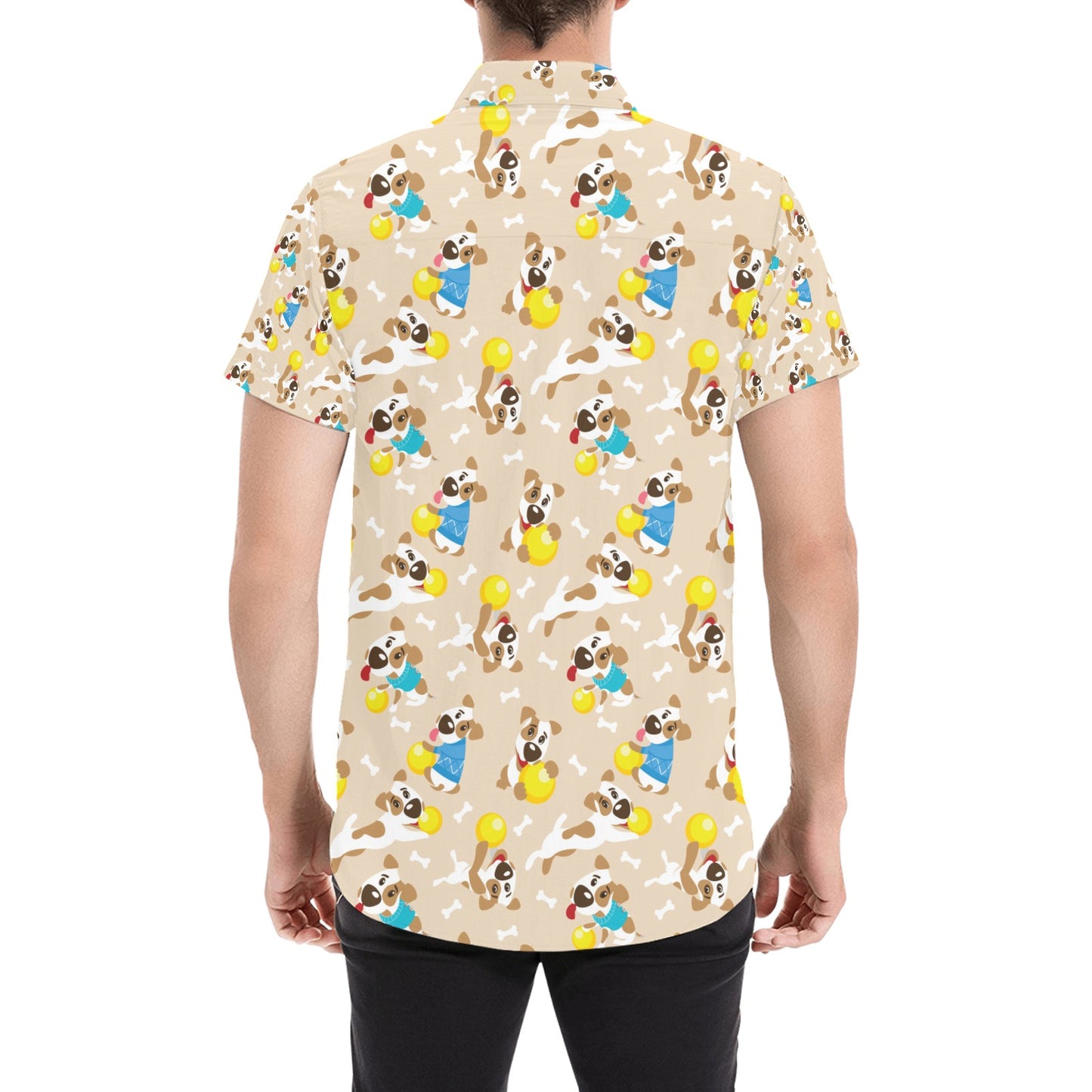 Russell Terriers Cute Print Design LKS304 Men Short Sleeve Button Up Shirt