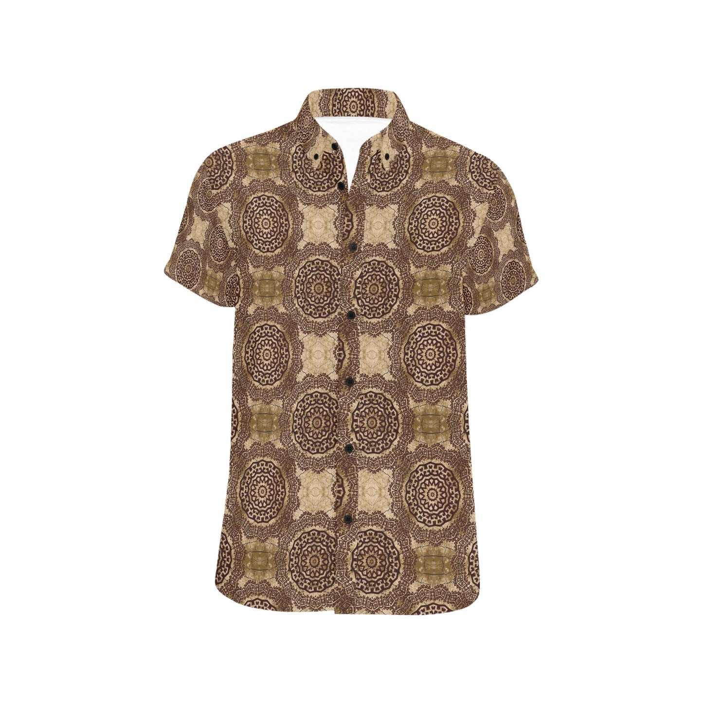 Ancient Greek Symbol Print Design LKS309 Men Short Sleeve Button Up Shirt