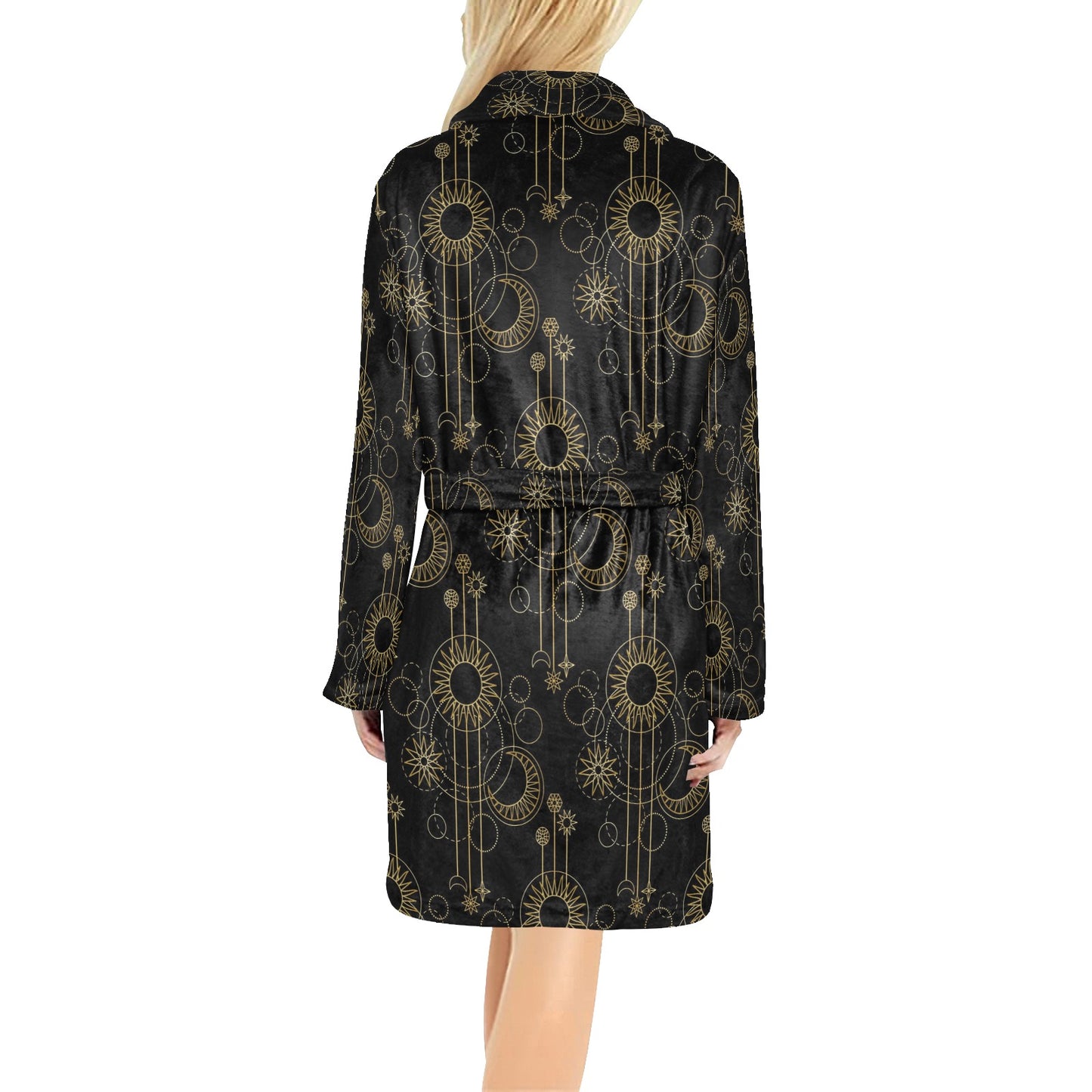 Moon Boho Style Pattern Print Design 01 Women's Fleece Robe