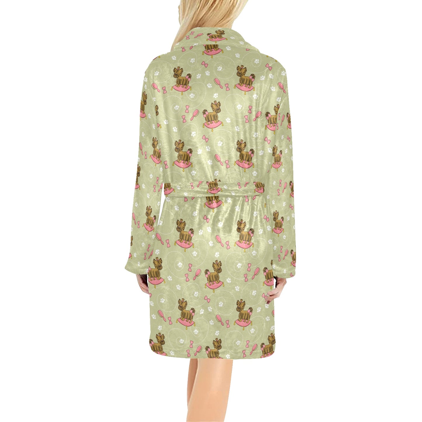 Yorkshire Cute Terriers Print Design LKS301 Women's Fleece Robe
