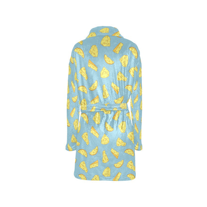 Cheese Pattern Print Design 04 Women's Fleece Robe