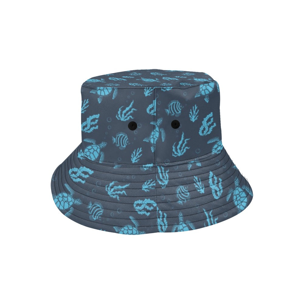Sea Turtle Print Design LKS307 Unisex Bucket Hat