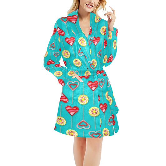 Lollipop Pattern Print Design LL06 Women's Fleece Robe