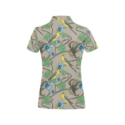 Parakeet Pattern Print Design A02 Women's Polo Shirt